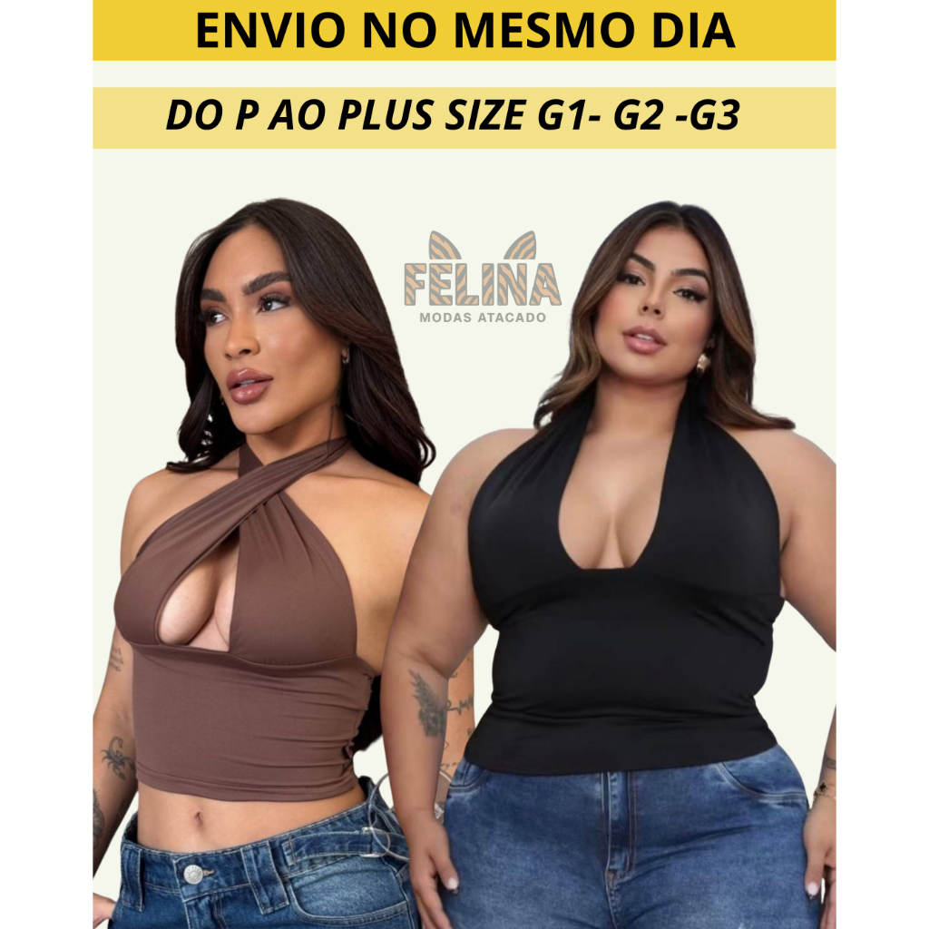 Top CroppedBlusa Frente Única Amarraçao No Pesco