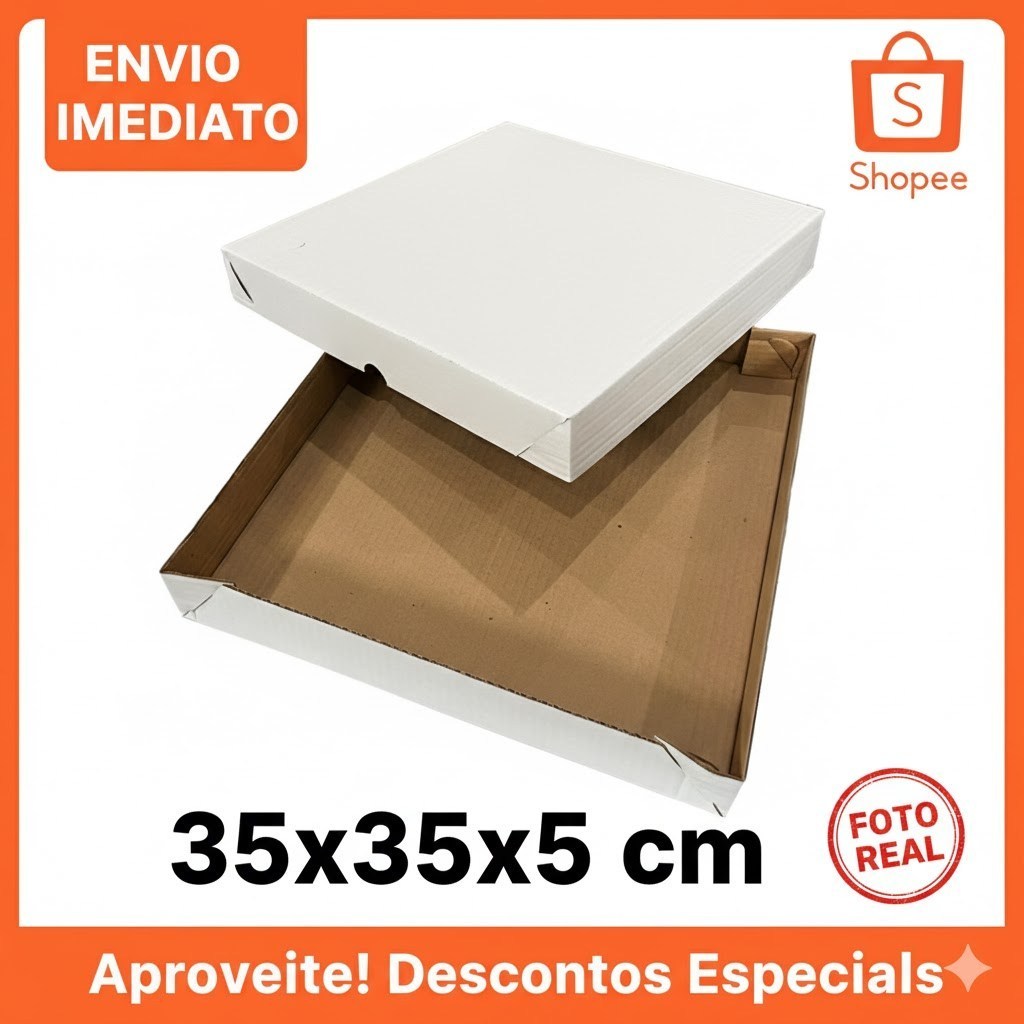 10 Caixas 35x35x5 Branco para 100 Doces ou Salgado