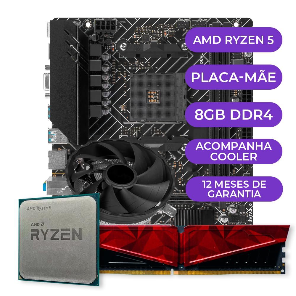 Kit Upgrade Gamer, AMD Ryzen 5 3400G + Placa Mãe 
