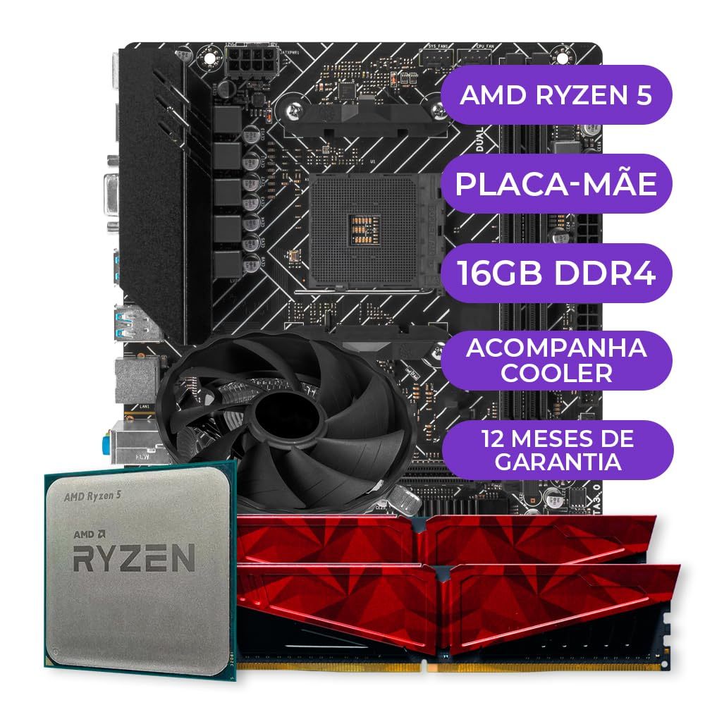 Kit Upgrade Gamer, AMD Ryzen 5 3400G + Placa Mãe 