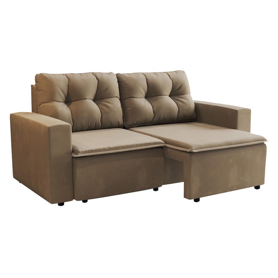 Sofá 3 Lugares Retrátil Amsterdã I Suede Bege 1