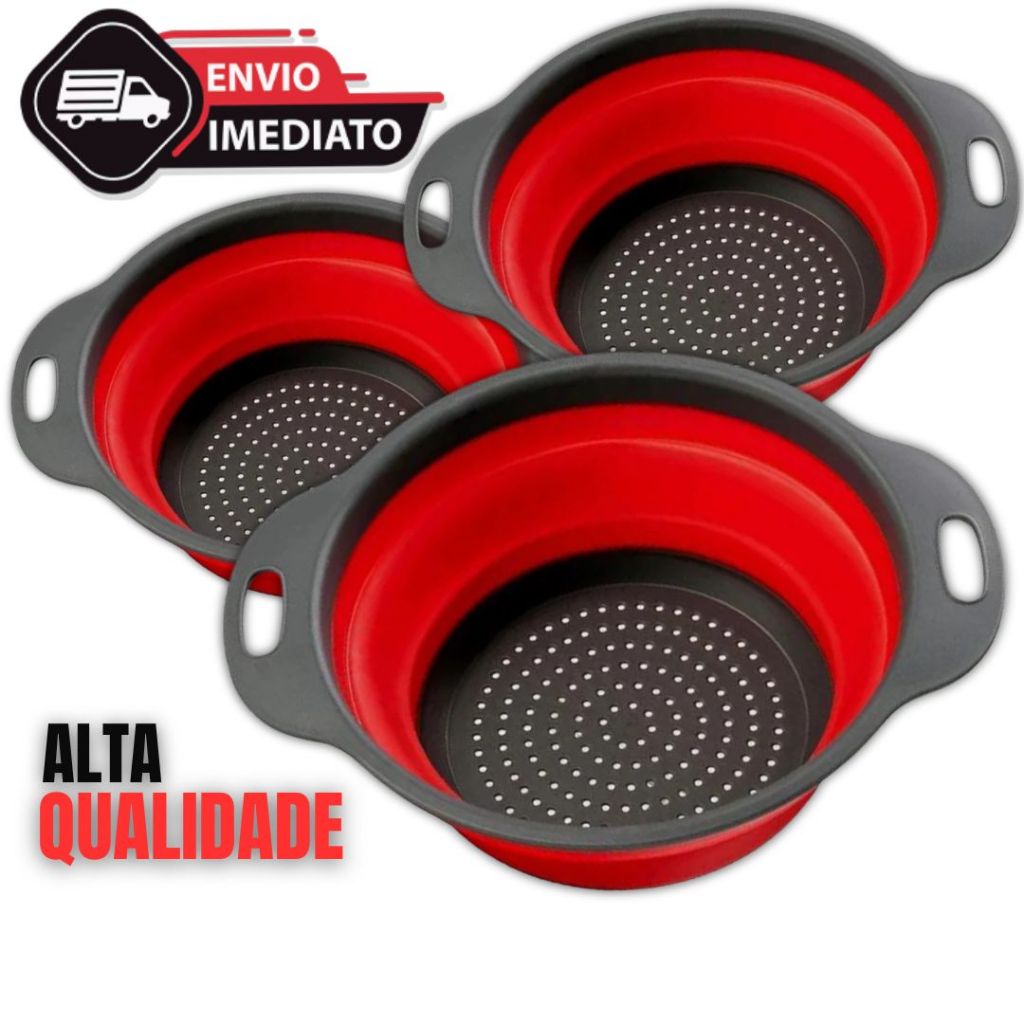 Escorredor Redondo Retrátil Dobrável Silicone Mu