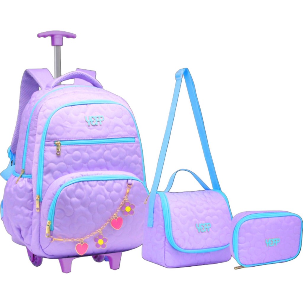 Kit Mochila Escolar Corrente Personalizada Flores 