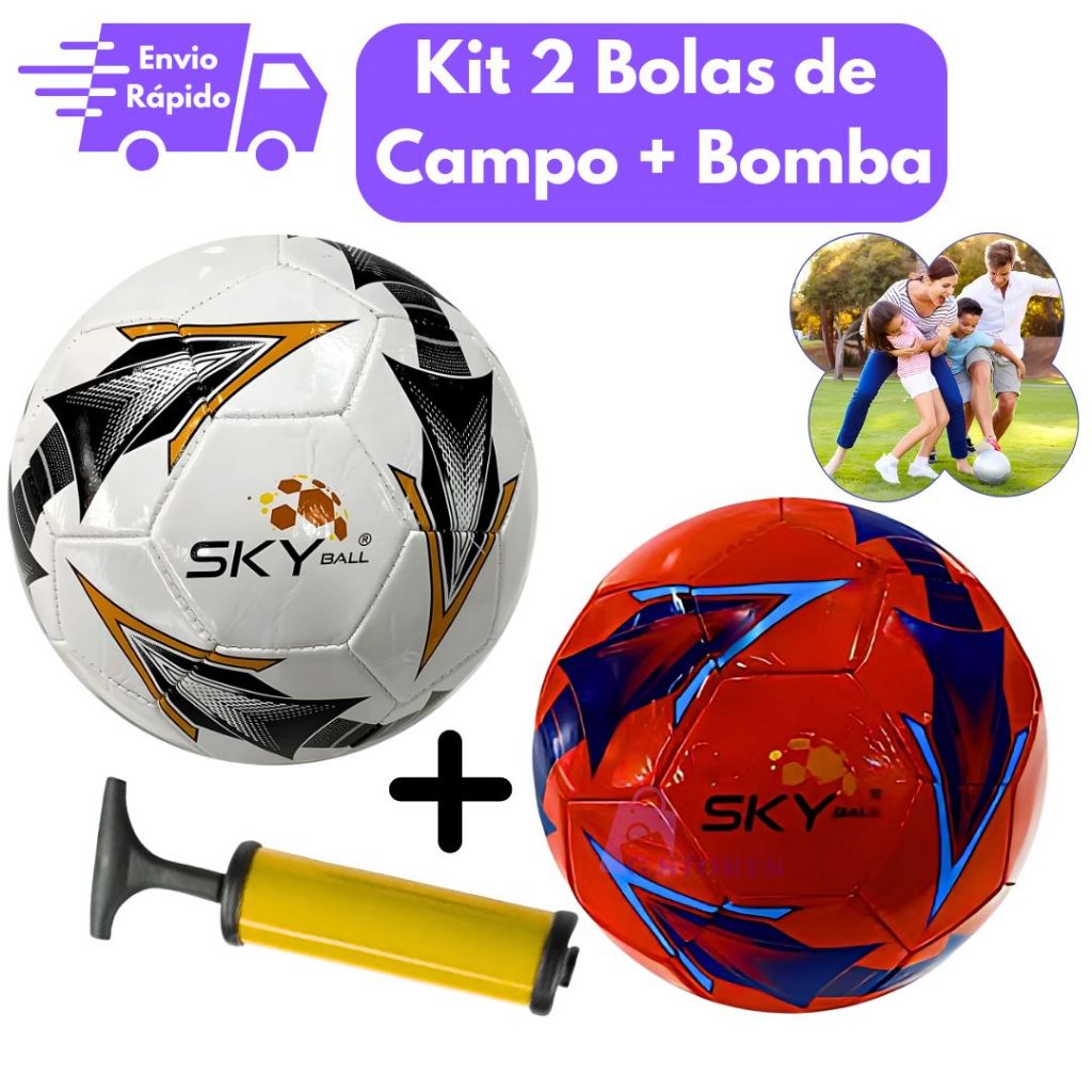 Kit 2 Bolas De Campo + Bomba De Ar Futebol