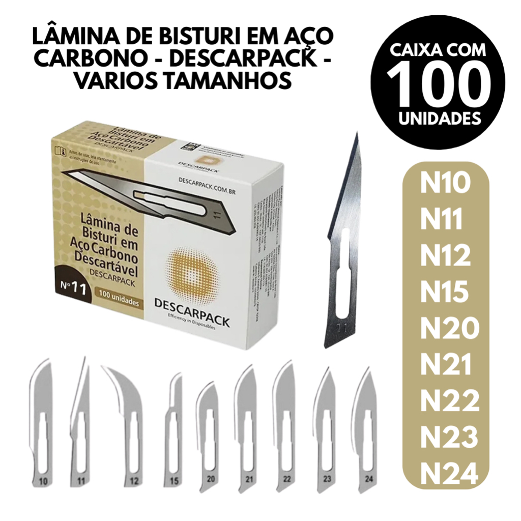 Lâmina de Bisturi Aço Carbono Sem Cabo N.10 N.11