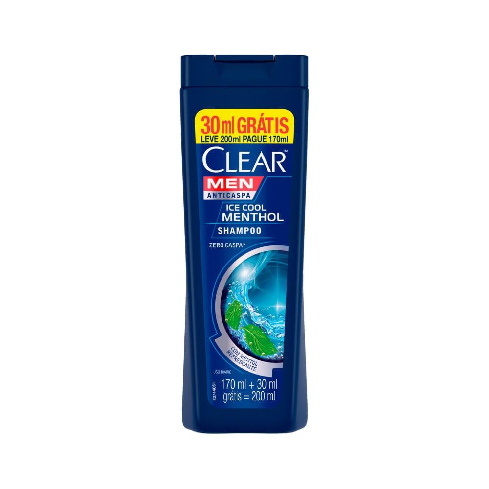 SHAMPOO CLEAR MEN LEVE 200 PAGUE 170ML ICE COOL ME