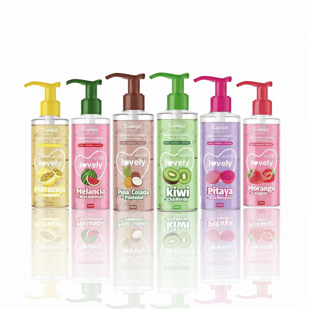 Kit 6 Sabonetes Líquidos Corporais e Faciais|para