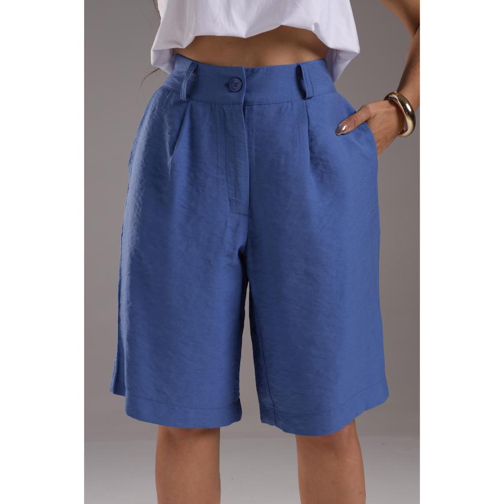 Bermuda Tecido Sensorial com Botão, Zíper e Bols