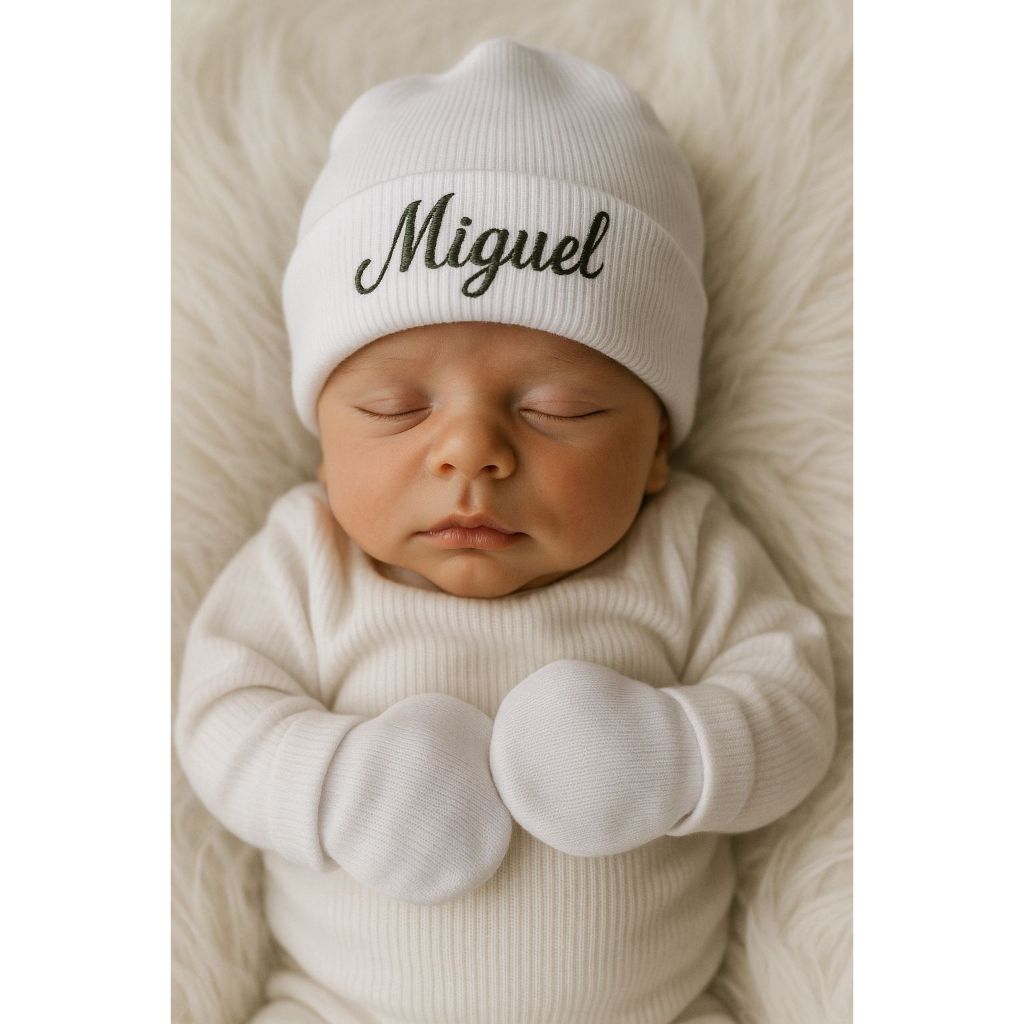 Kit Touca e Luva Personalizado com Nome do Bebê