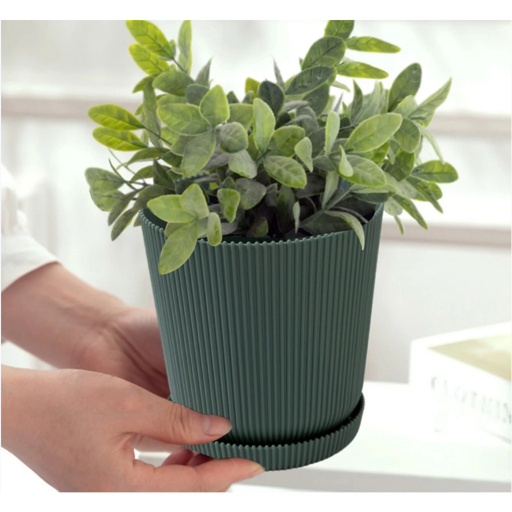 Vaso de flor Cachepô Decorativo com bandeja Plast