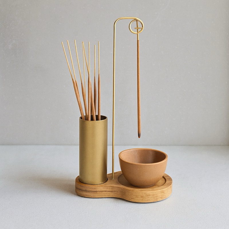 Incensário Invertido com Suporte para Incenso e C