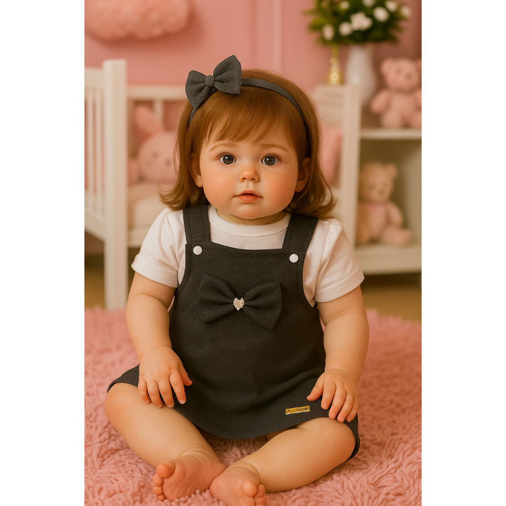 Kit 2 Peças c/ 1 Jardineira e 1 Camiseta Básica 