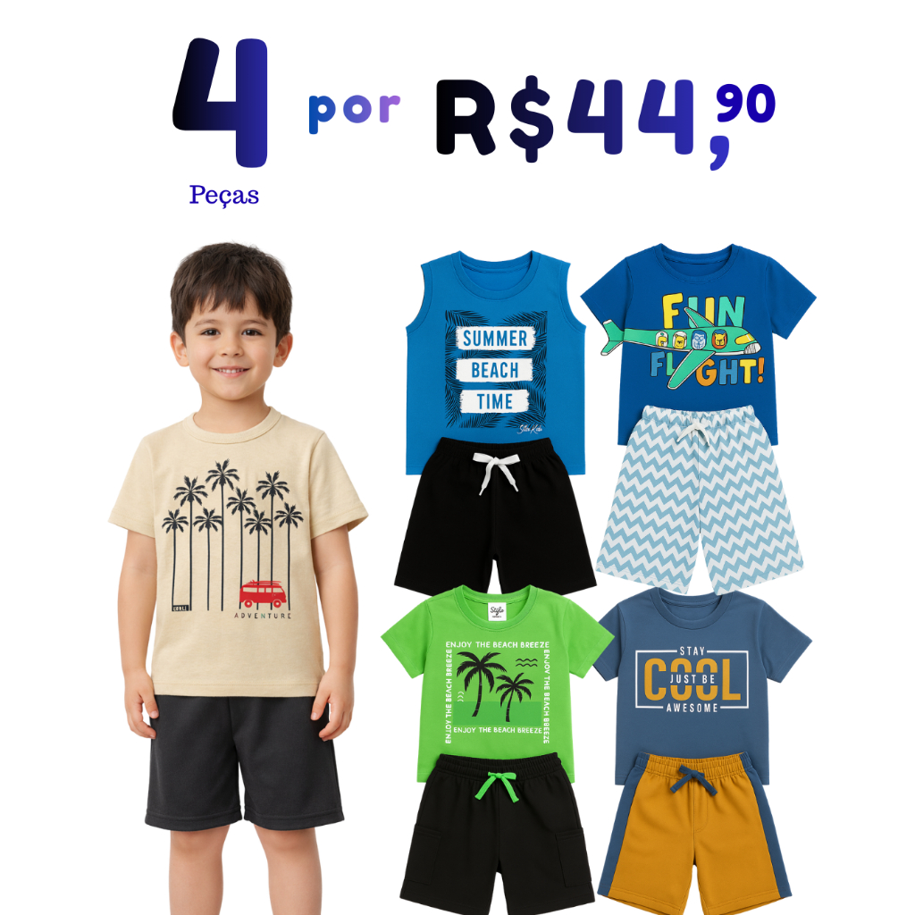 Kit 2 Conjuntos infantil Menino Verão Sortidos Ro