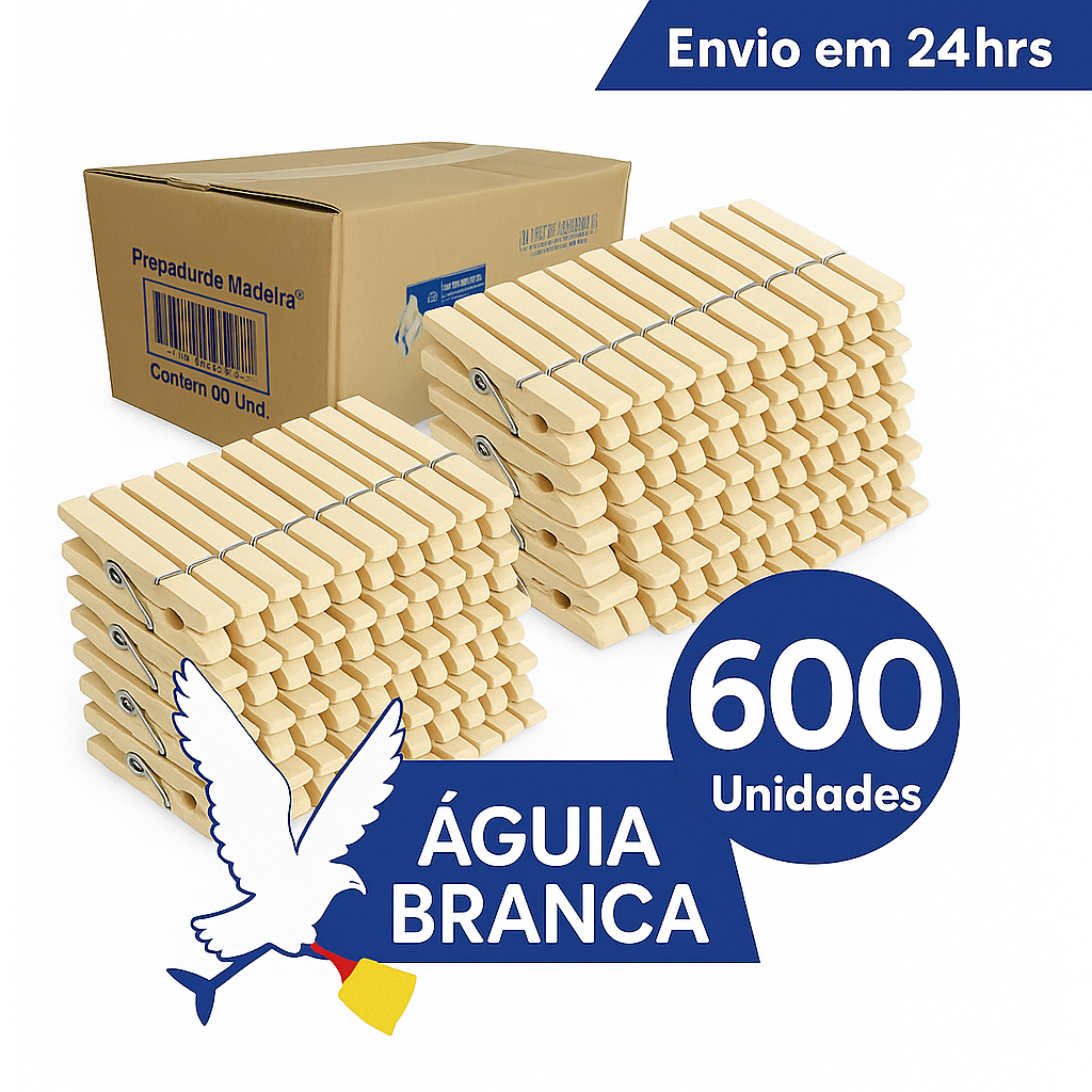 Kit 600 Pregadores de Madeira, Predendor De Roupa 