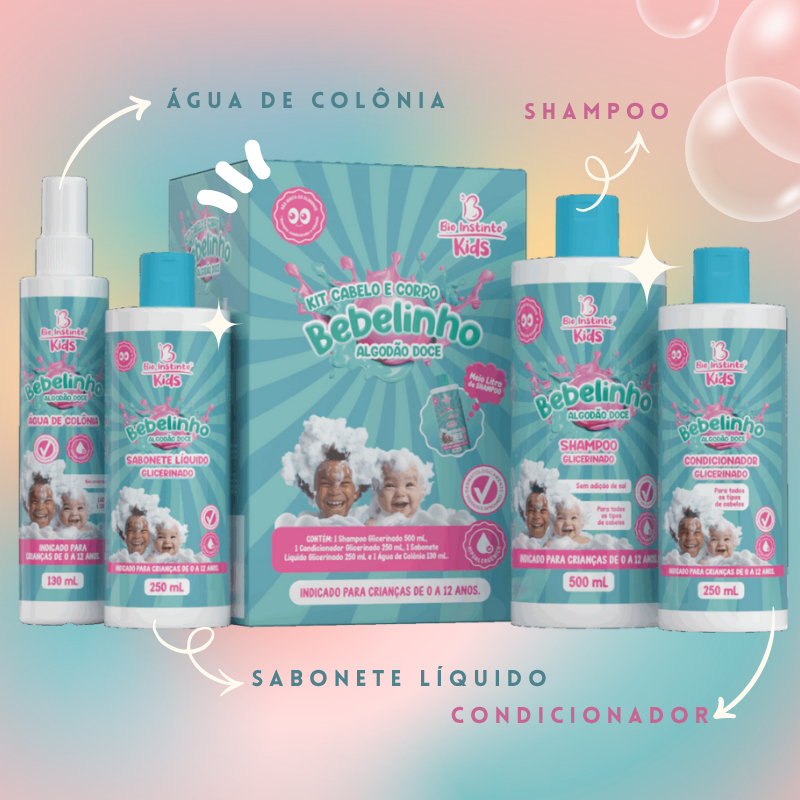Kit Infantil Bebelinho de Algodão Doce Cabelo e C