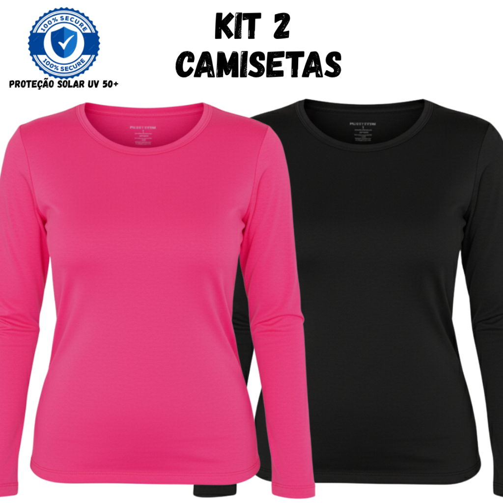 Kit 2 Camisetas Feminina Térmica Manga Longa Prot