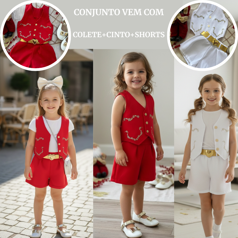 Conjunto Alfaiataria Infantil Menina Para Festa   