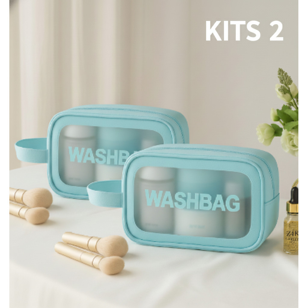 Kits 2 Bolsa Necessaire Washbag PVC Transparente I
