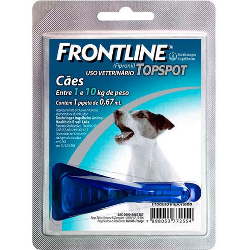 Frontline Top Spot P Cães 01kg a 10kg 0,67 Ml 1 D
