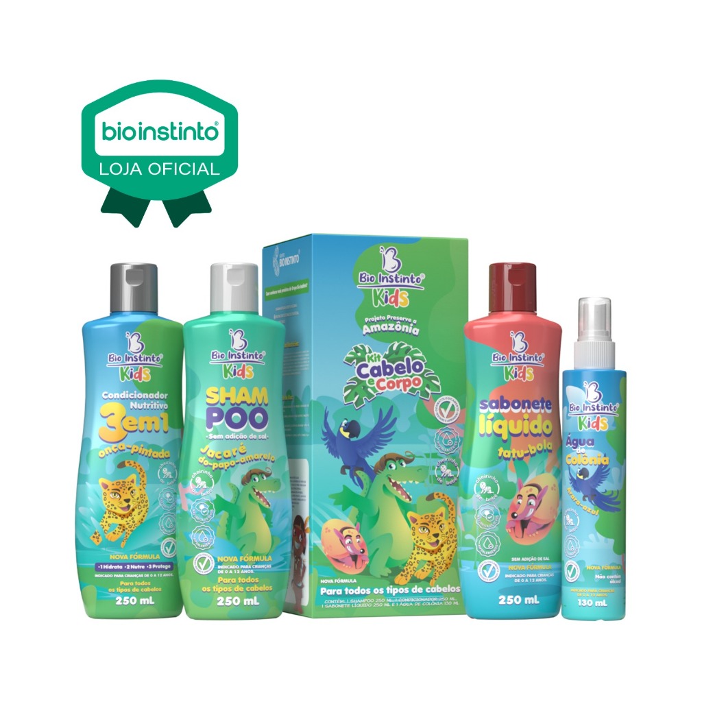 01 KIT KIDS CABELO E CORPO 4 Itens Bio Instinto In