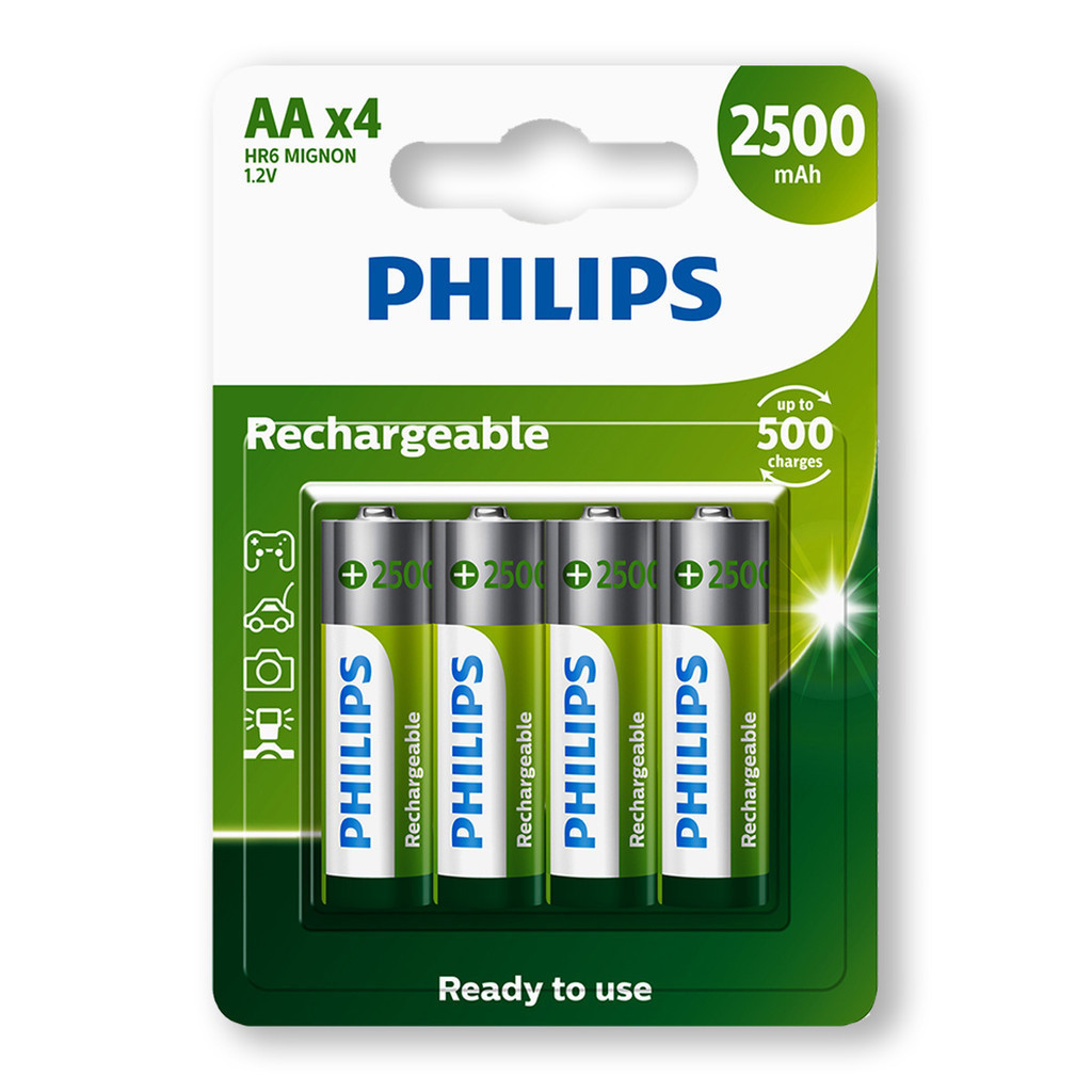 Pilha Recarregavel AA Philips Bateria 2A 2500mAh P