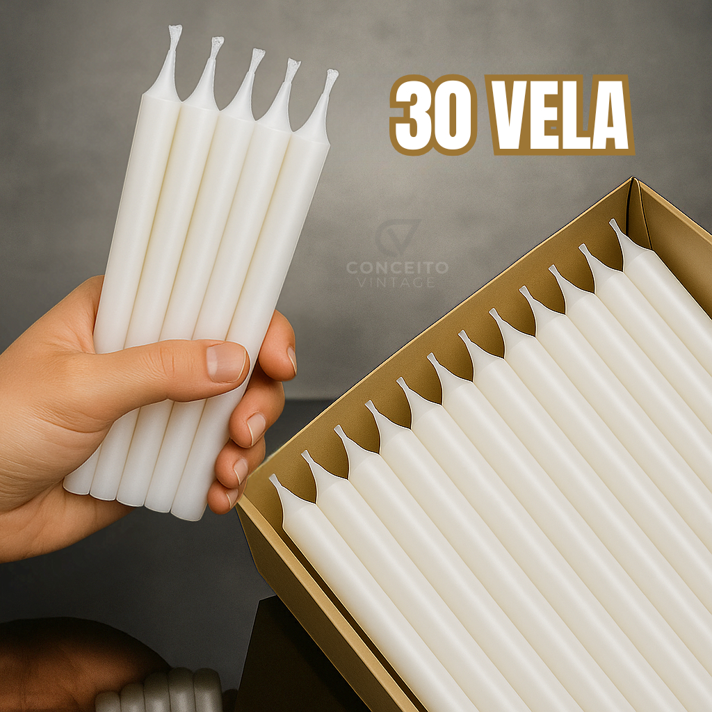 Caixa Vela Palito Branca 30 Unidade De 13,5cm Vela