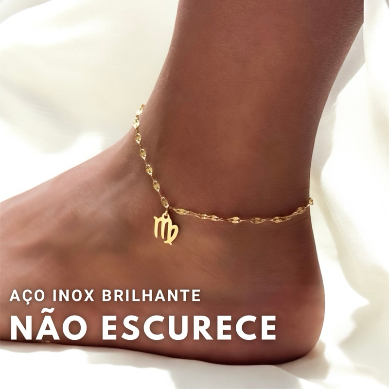 Tornozeleira Signo Delicada Ouro Aço inoxidável 