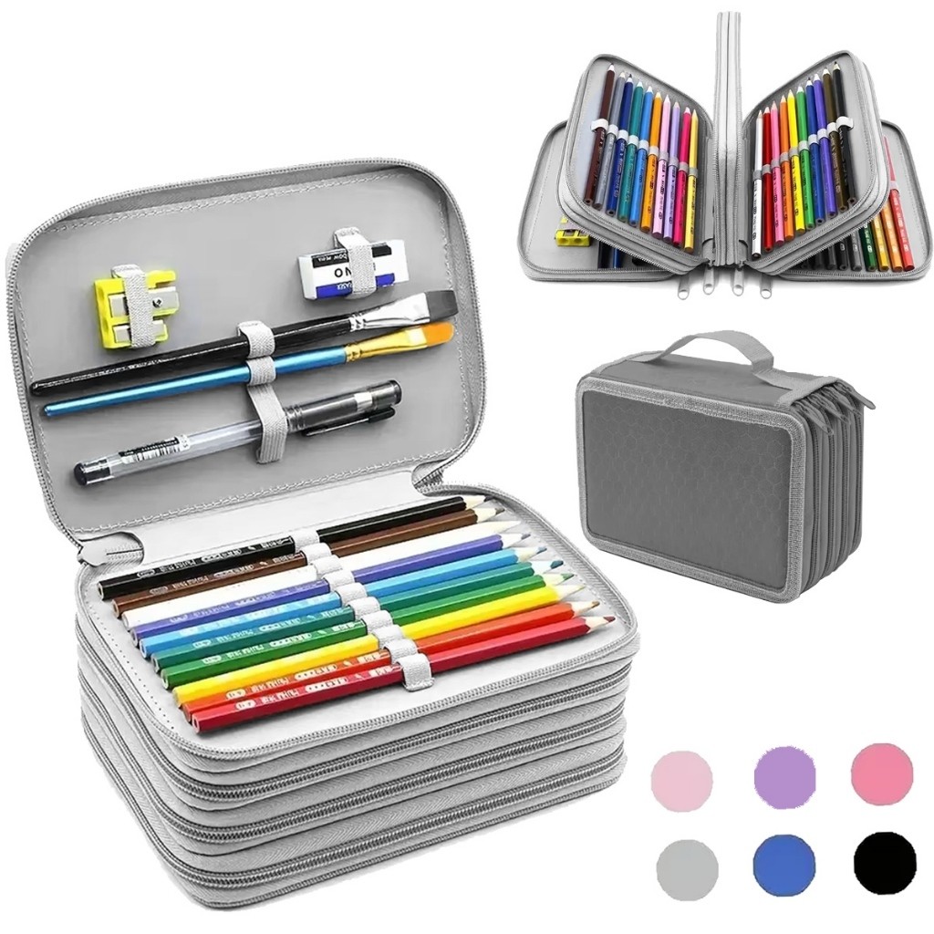 Estojo 72 Pens Escolar Box Nylon Com Alça Feminin