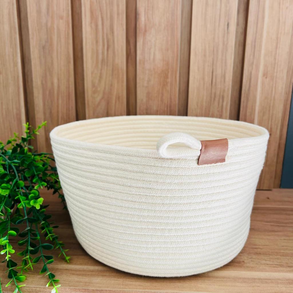 Cesto de Corda de Algodão Grande Cesto Organizado