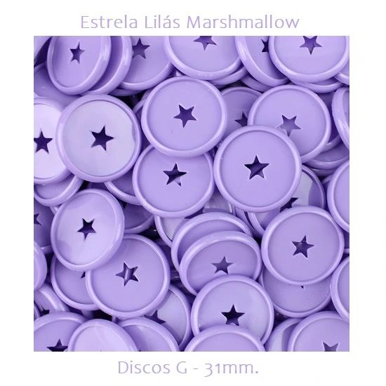Discos Decorado G 31mm Estrela Lilás Marshmallow