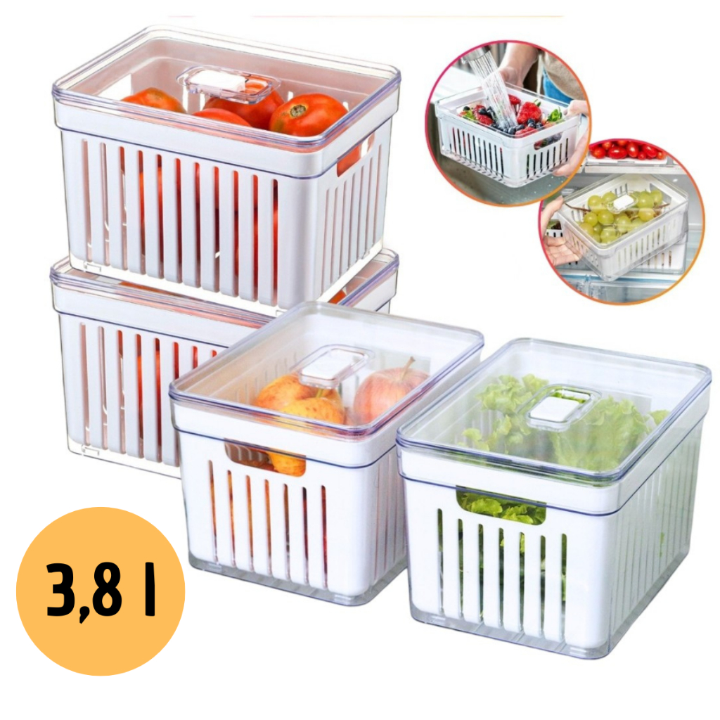Kit 4 Organizador de Geladeira 3,8 Litros Cesto Co