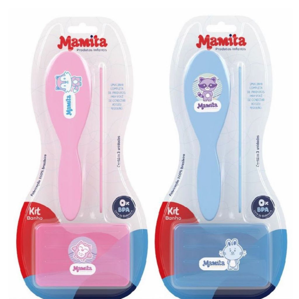 Kit Banho Bebe Escova Pente E Saboneteira Kit Banh