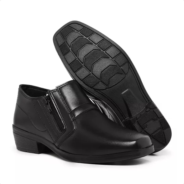 Botina Masculina Preta Confortável Casual Couro S