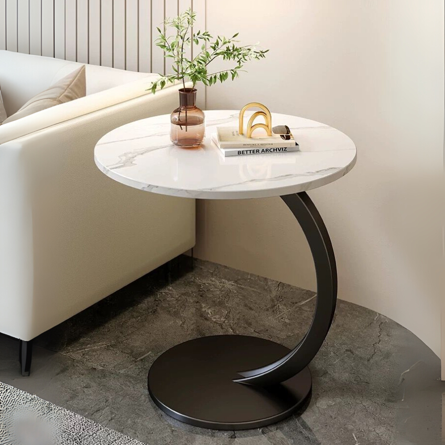 Mesa Decorativa Lateral Canto Redonda Apoio Sofá 