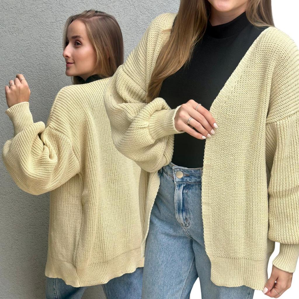 Casaco Básico Tricot Feminino Cardigan Aberto Kim