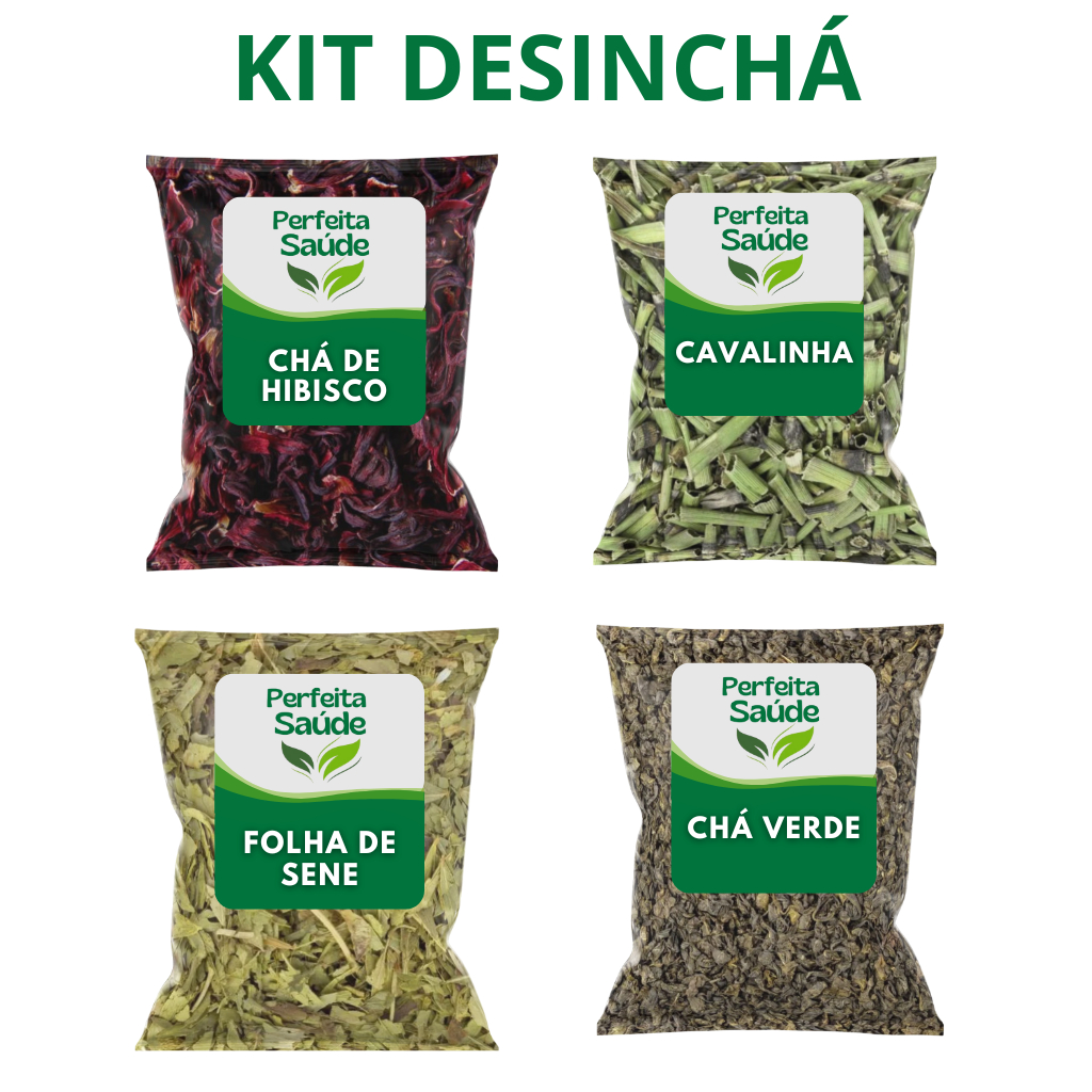Kit Desinchá: Cavalinha, Cha Verde, Cha de Hibisc