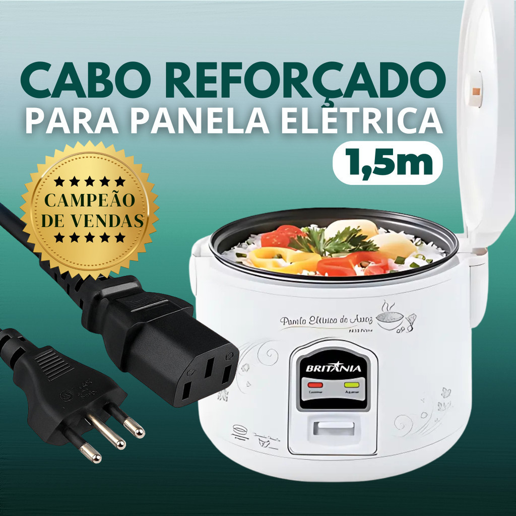Tomada Para Panela Elétrica 3 Pinos 10A 1,5m Cabo