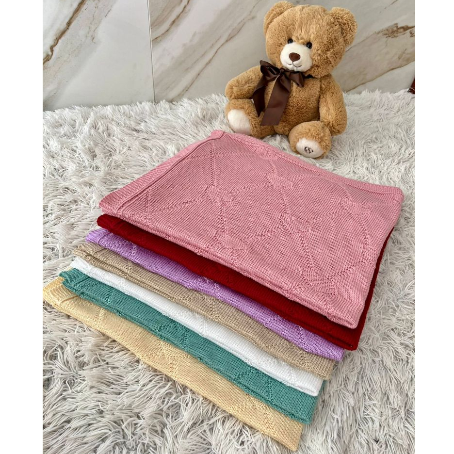 Manta Tricot Bebê Coração Saída de Maternidade