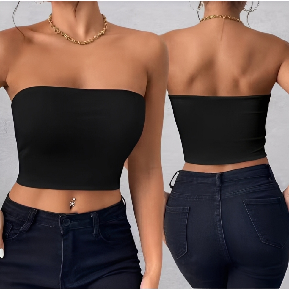Top Tube Cropped Básico Feminino Tomara que Caia 