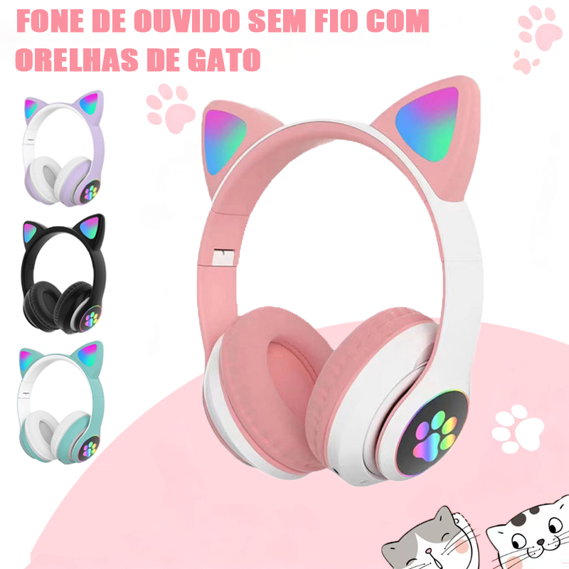 Fone Orelha De Gato Gatinho Headphone Bluetooth Le