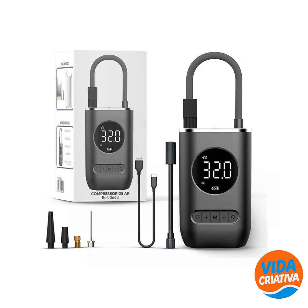 Mini Compressor de Ar Digital 130 PSI Portátil co