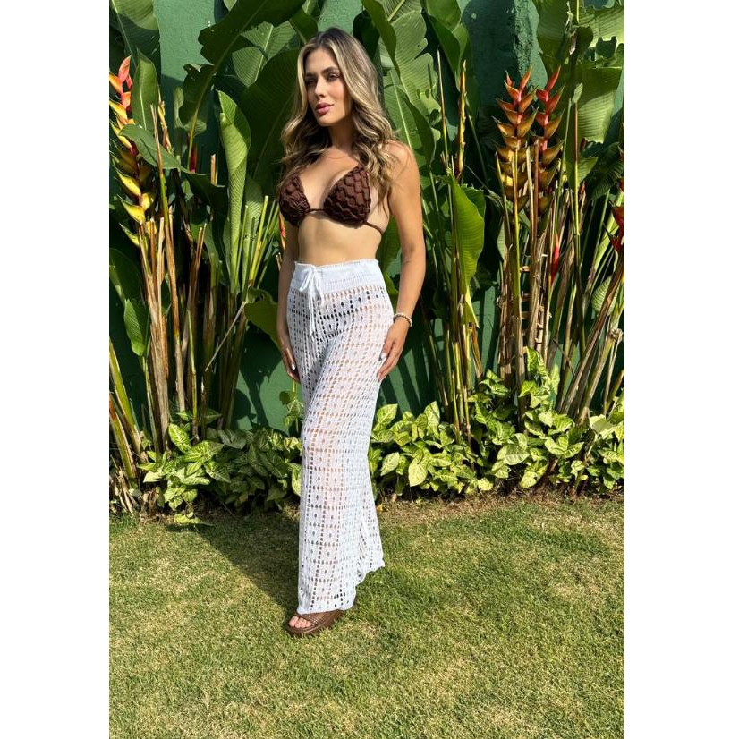 Calça Tricot  QUADRICULADA Feminina Saída de Pra