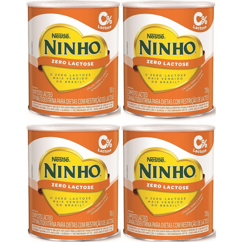 Kit 4 Latas Ninho Nestle Zero Lactose 700Gr