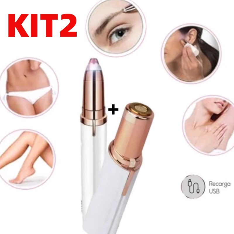 Kit Depilador Caneta Sobrancelha e Batom Buço Rem