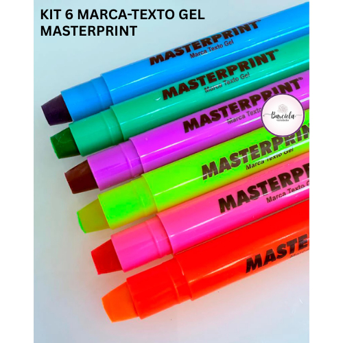 Kit 6 Canetas Marca Texto em Gel Masterprint  Não