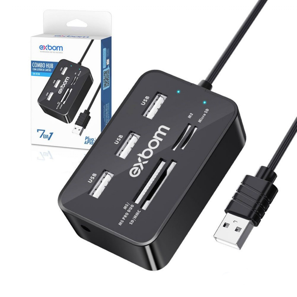 Hub 3 x USB 2.0 com leitor de cartão de memoria 7