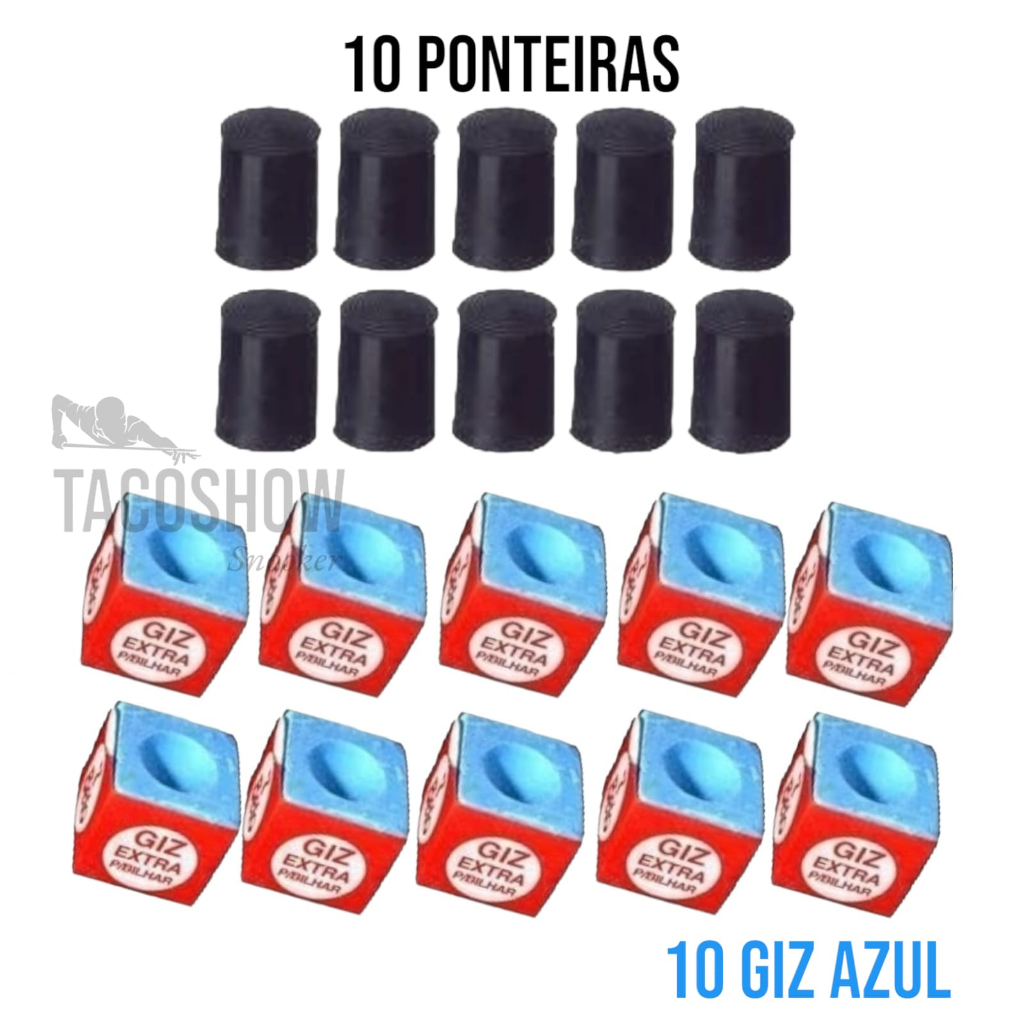 10 Virolas Ponteira Rista + 10 Giz Azul 7 Belo Com