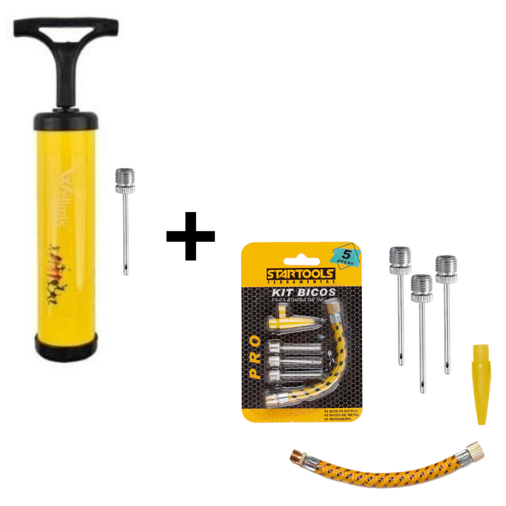 Bomba De Ar Para Encher Bolas Com Bicos E Mangueir