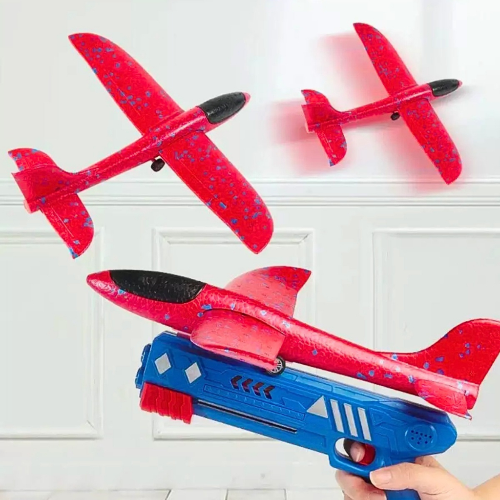 Avião Com Lançador Catapulta Brinquedo Pistola P
