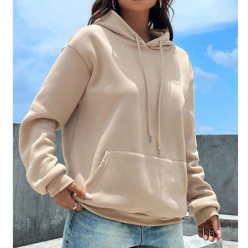 Moletom Feminino Canguru Com Capuz Liso Blusa de F